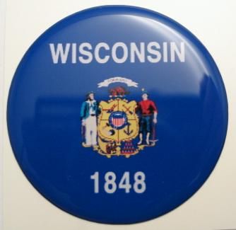 2inc WISCONSIN State flag America 3D Decal sticker USA