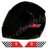Helmet Isle Of Man and Checkered Flags 3D Decals Set Left and Right