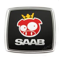 SAAB Rally Pig Black Chrome Square Custom Badge Emblem 3D Decal