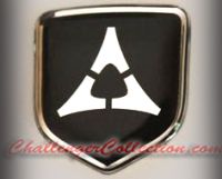 Steering Wheel 3D Decal badge - BLACK / CHROME with Fratzog, used 1962–1975 logo - For the 2008-2010  Dodge Challenger