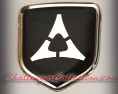Steering Wheel 3D Decal badge - BLACK / CHROME with Fratzog, used 1962–1975 logo - For the 2008-2010  Dodge Challenger